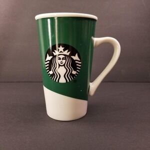 Starbucks Ceramic Coffee Mug 16oz Green White Siren Logo Grande Tapered Cup